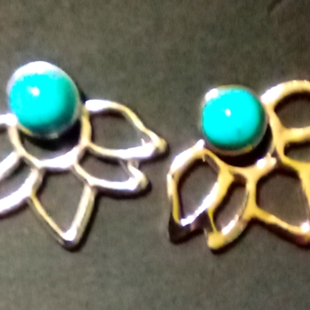 Blue rhinestone jacket earrings